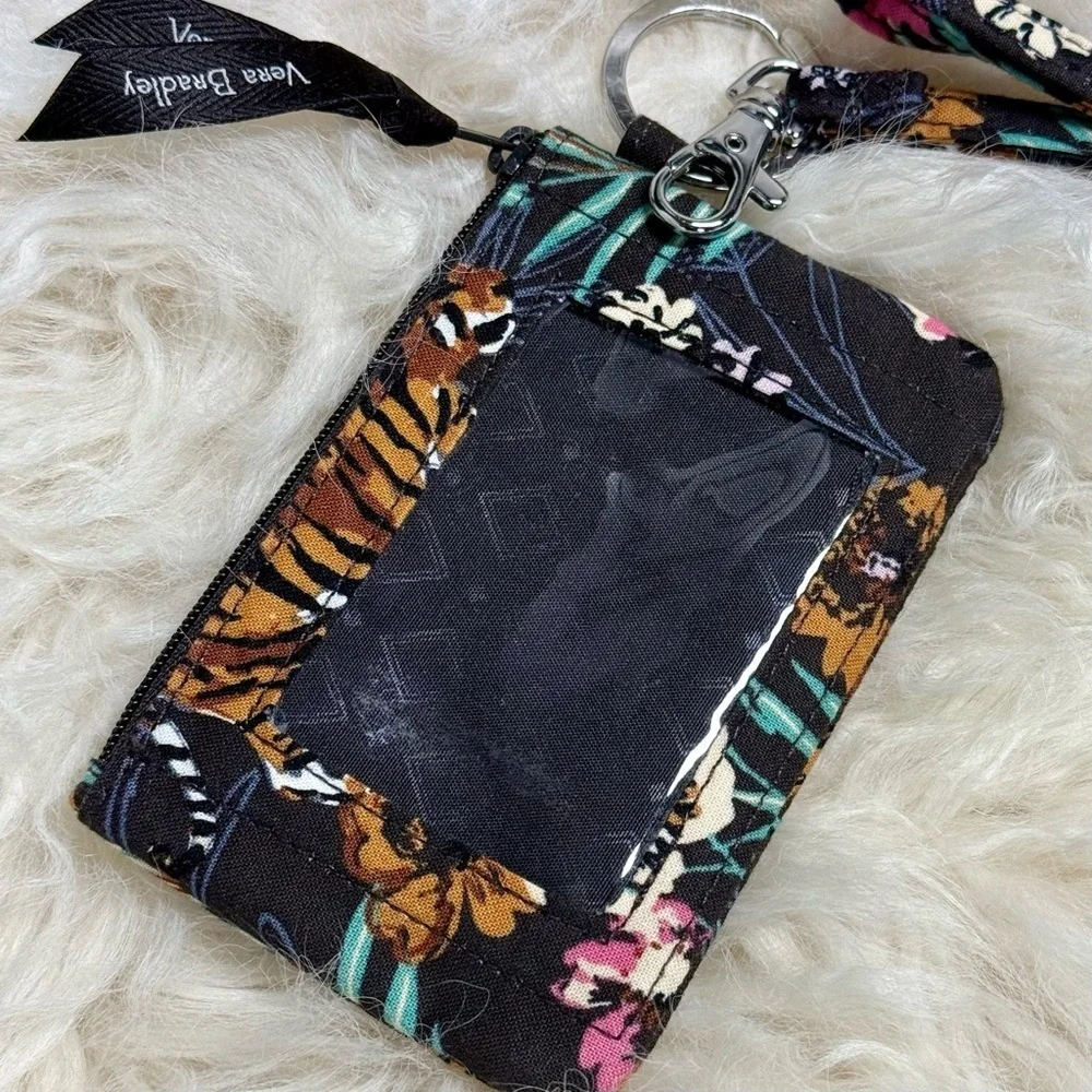 Vera Bradley Bali Jungle Black Floral ID and Card Holder Wallet and Lanyard NWOT - Picture 2 of 5